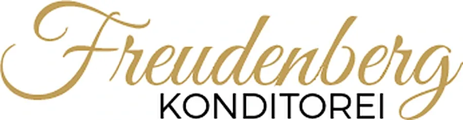 Logo der Konditorei Freudenberg: der Name in goldener Schreibschrift, darunter das Wort Konditorei.